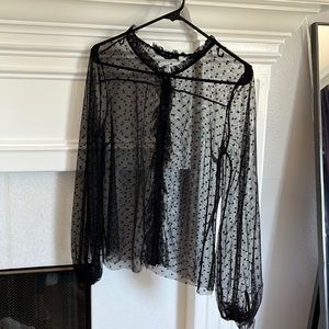 Black sheer dotted swiss blouse.